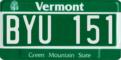 VT license plate BYU151