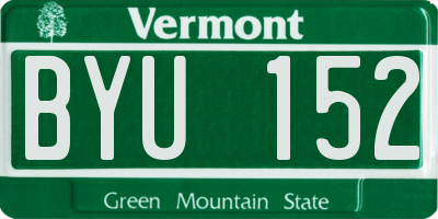 VT license plate BYU152