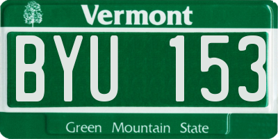 VT license plate BYU153