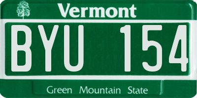 VT license plate BYU154