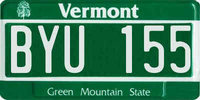VT license plate BYU155
