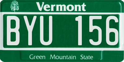VT license plate BYU156