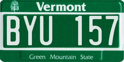 VT license plate BYU157