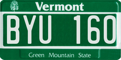 VT license plate BYU160