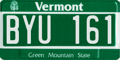 VT license plate BYU161