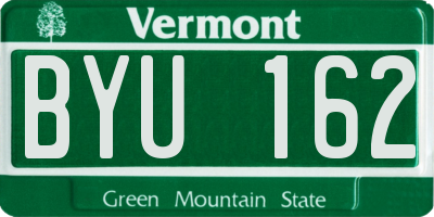 VT license plate BYU162