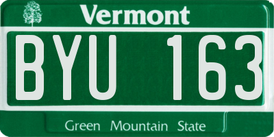 VT license plate BYU163