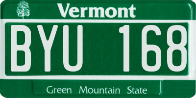VT license plate BYU168