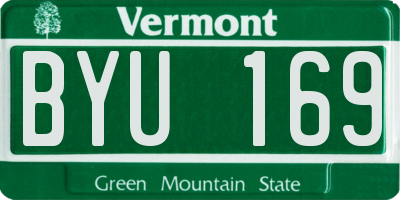 VT license plate BYU169