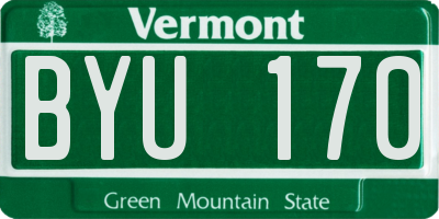 VT license plate BYU170