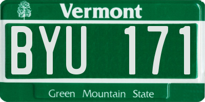 VT license plate BYU171