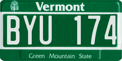 VT license plate BYU174