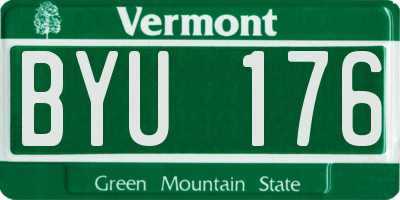 VT license plate BYU176