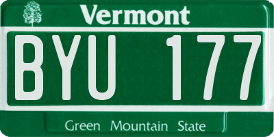 VT license plate BYU177