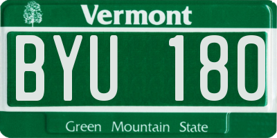 VT license plate BYU180