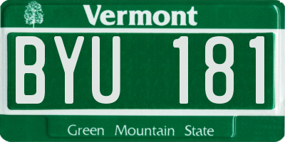 VT license plate BYU181