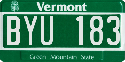 VT license plate BYU183