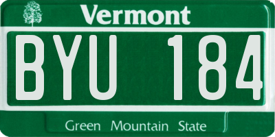 VT license plate BYU184