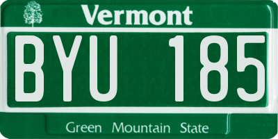 VT license plate BYU185
