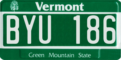 VT license plate BYU186