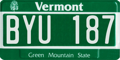 VT license plate BYU187