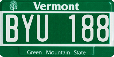 VT license plate BYU188