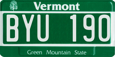 VT license plate BYU190