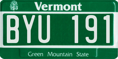 VT license plate BYU191