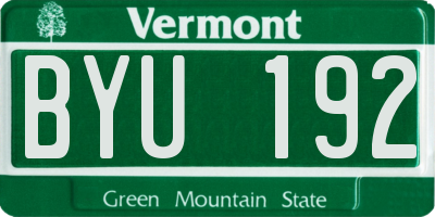 VT license plate BYU192