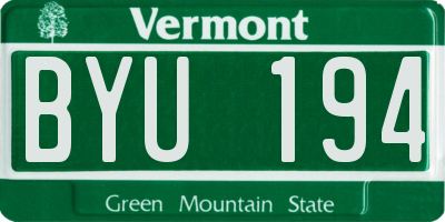 VT license plate BYU194