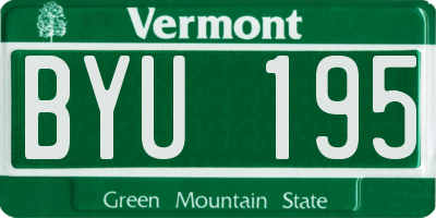 VT license plate BYU195