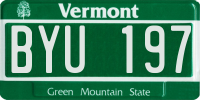 VT license plate BYU197