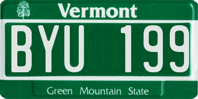 VT license plate BYU199