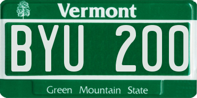 VT license plate BYU200