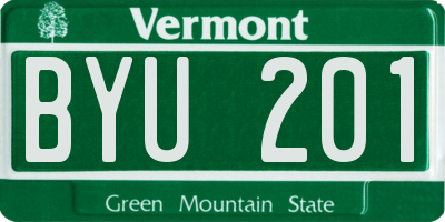 VT license plate BYU201