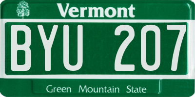 VT license plate BYU207