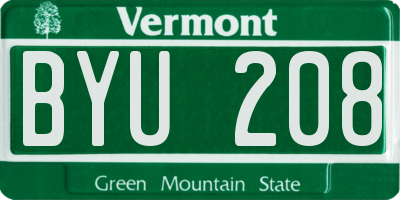VT license plate BYU208