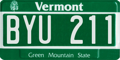 VT license plate BYU211