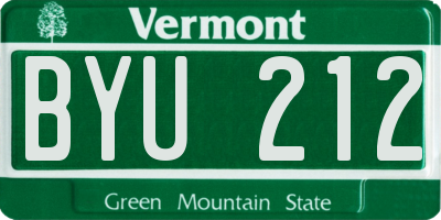 VT license plate BYU212