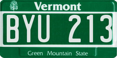 VT license plate BYU213