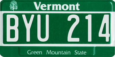 VT license plate BYU214
