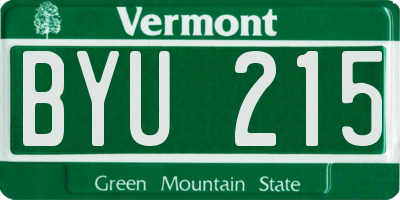 VT license plate BYU215