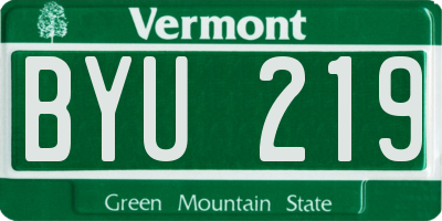 VT license plate BYU219