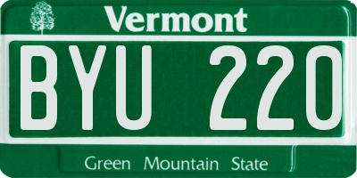 VT license plate BYU220