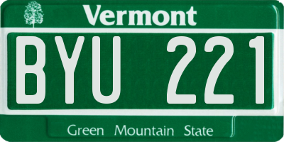 VT license plate BYU221