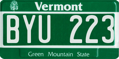 VT license plate BYU223