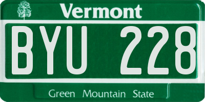 VT license plate BYU228
