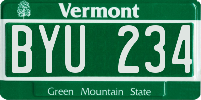 VT license plate BYU234