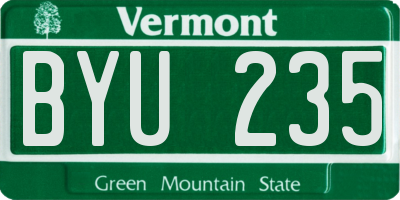 VT license plate BYU235