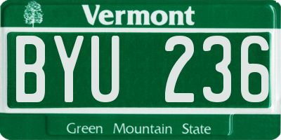 VT license plate BYU236